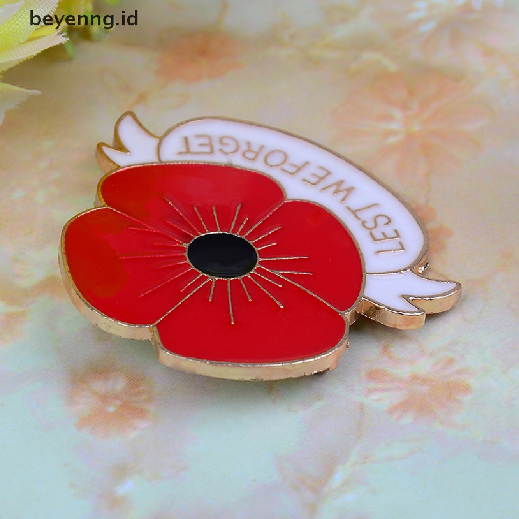 Beyen Enamel Zikir Bros poppy Merah Bunga Kerah pin Bros Lencana Perjamuan Hadiah ID