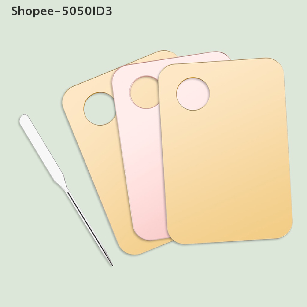 [HOT] Nail Art Stainless Steel Palette Spatula Alat Pencampur Foundation Makeup Kosmetik [ID]