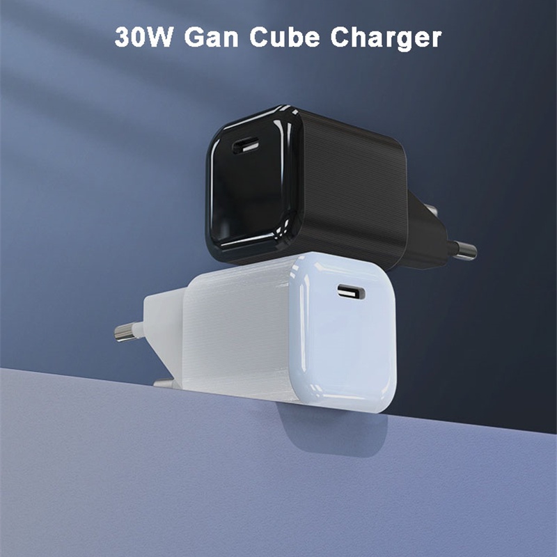 IPHONE Charger Cepat 30W GaN Cube USB C PD3.0 Compact Adapter Untuk Macbook Air Iphone13 Pro Max12Mini SAMSUNG S21+PPS QC3.0