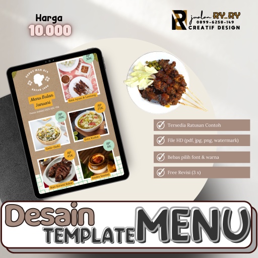Jasa Desain Daftar Menu Makanan & Minuman Custom | Edit menu Cafe | Design Menu Resto Cepat Saji