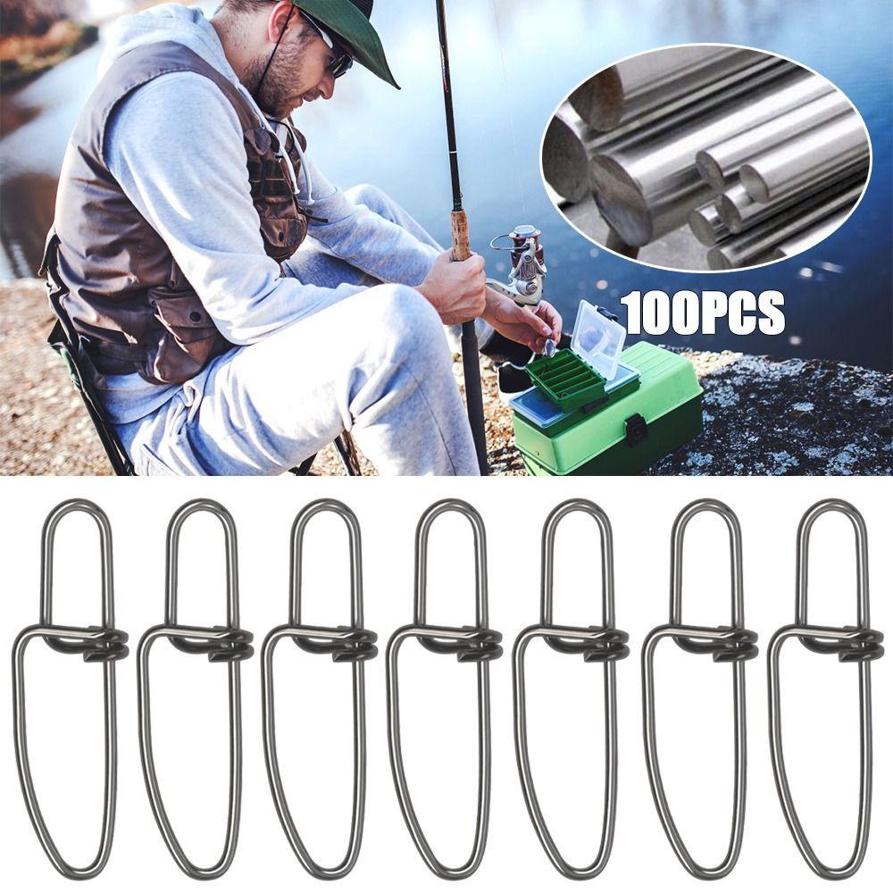 TOP 100 Pcs/ lot Memancing Gantung Snap Baru Kualitas Tinggi Cepat lock Tahan Lama Garis tackle Oval Split Rings