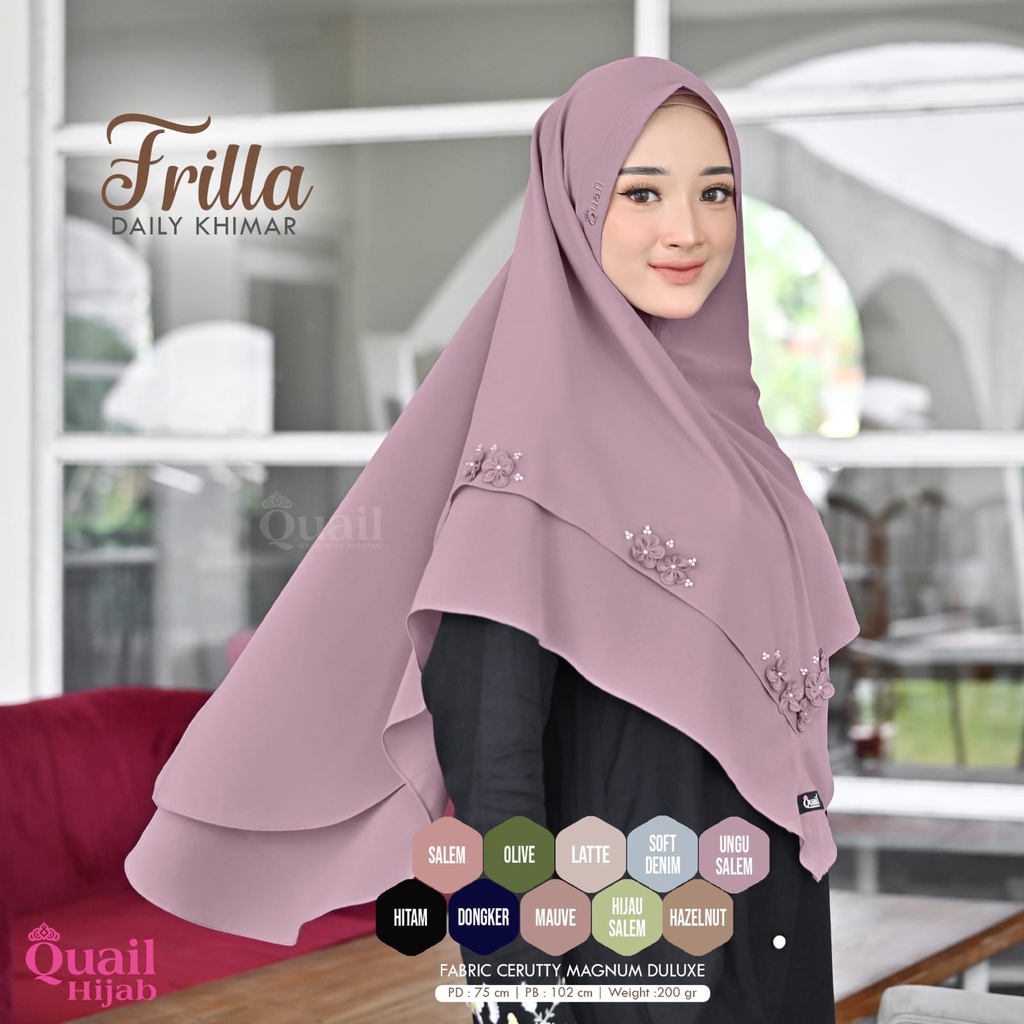 Frilla Daily Khimar Original Quail Hijab Wanita Ceruty Magnum Duluxe Abbasyhijab.id