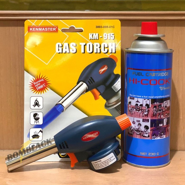 Paket Gas Torch + Gas Hi Cook 230 gr Pematik Gas Kompor Api Blow Torch