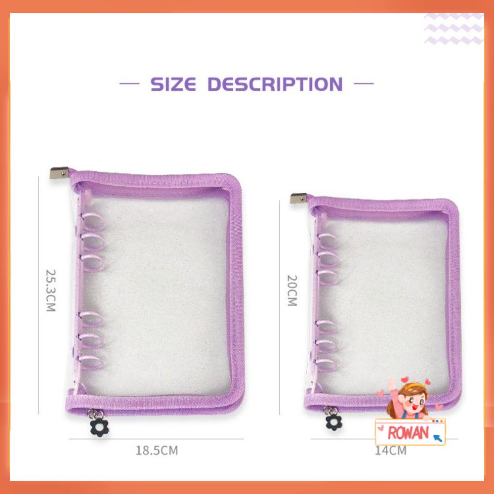 R-flower Loose-Leaf Notebook Office Planner Zipper Klip Pengikat PVC