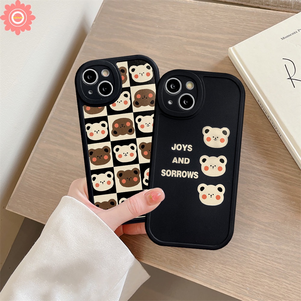 Kartun Lucu Beruang Case Infinix Hot10 10s 10T 11s Pintar5 6 Hot 9 11 10 Bermain Hot 10 Lite Note8 Fashion Berlian Kisi Beruang Bahagia Teh Susu Soft Cover