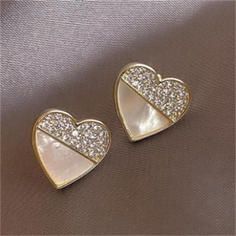 S925 Jarum Perak Korea Unik Micro-Hias Shell Cinta Sederhana Peach Hati Trendi Unik Anting Earrings Wanita