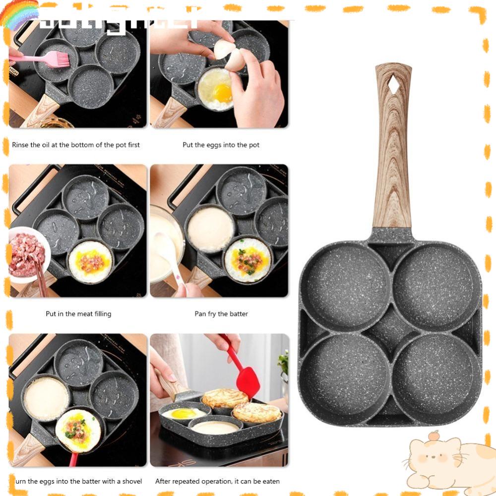 Solighter 2per4lubang Breakfast Cookware Masak Telur Steak Pan Omelet Pan