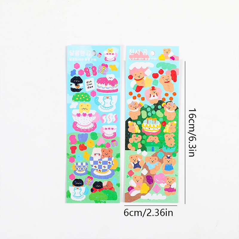 Mohamm 1lembar Glitter Lucu Kartun Manis Stiker Hias Pet Untuk Foto Kartu DIY Kolase Scrapbooking