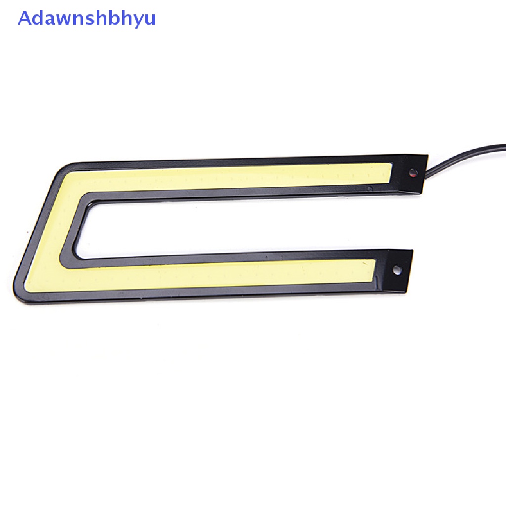 Adhyu 2Pcs Mobil Auto COB Leds Daytime Running Light Tahan Air Kabut Bentuk U Universal ID
