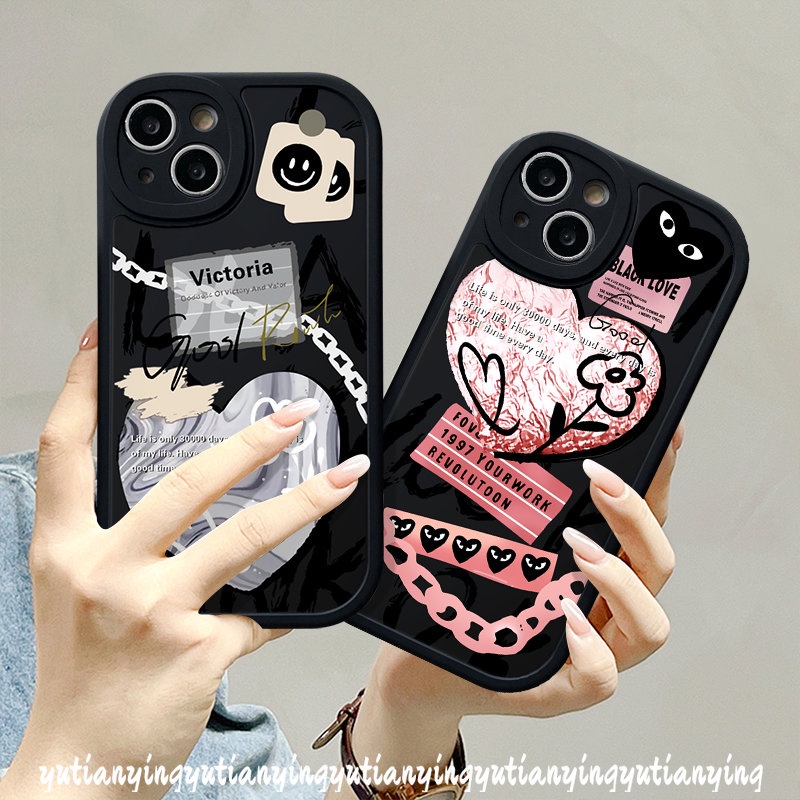 Comme des Garcons Ins Graffiti Love Heart Casing Soft TPU Cover Infinix Hot 11 10 9 Play 10T 11s 10s Hot 10 Lite Note 8 Smart 6 5 Trendy Brand Label Shockproof Phone Couple Case