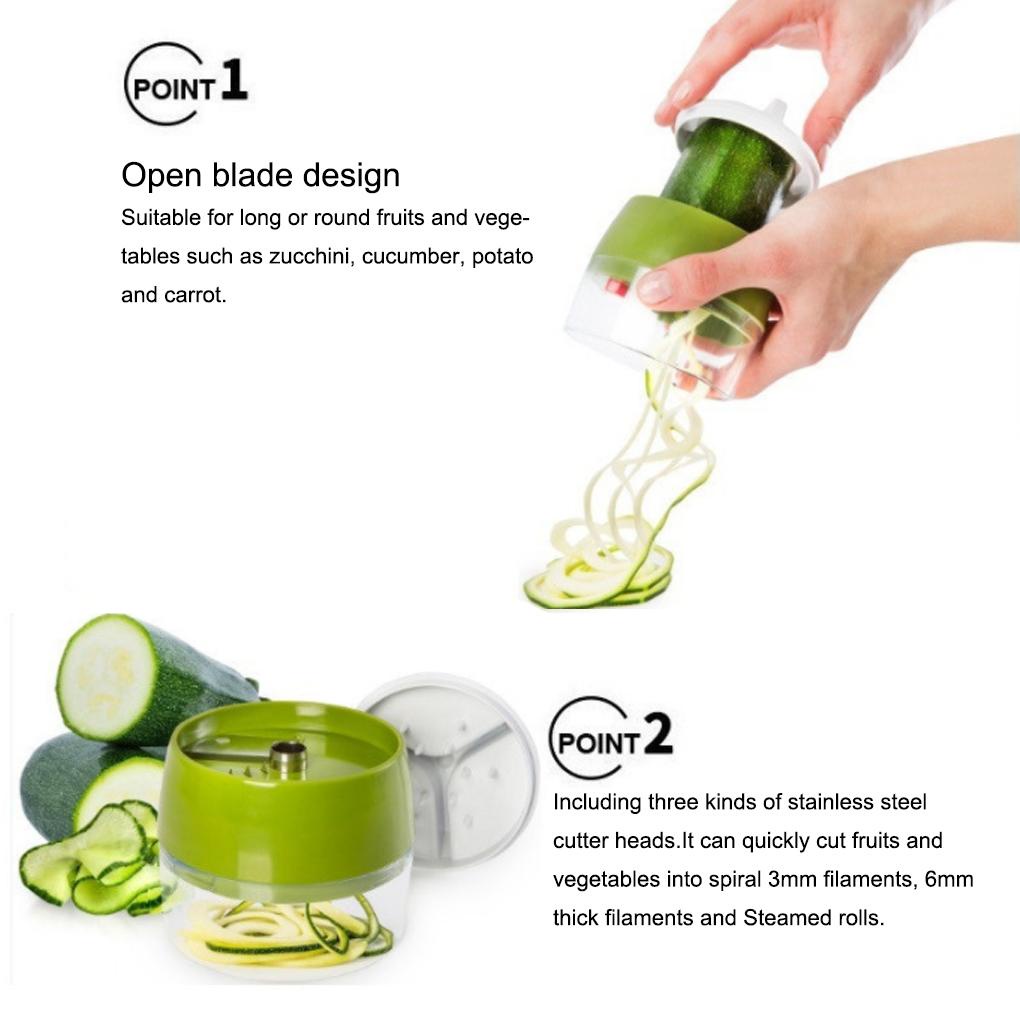 Spiralizer Sayur 3in1 Pengganti Rumah Dapur Restoran Masak Kentang Timun Slicer Parutan Aksesoris