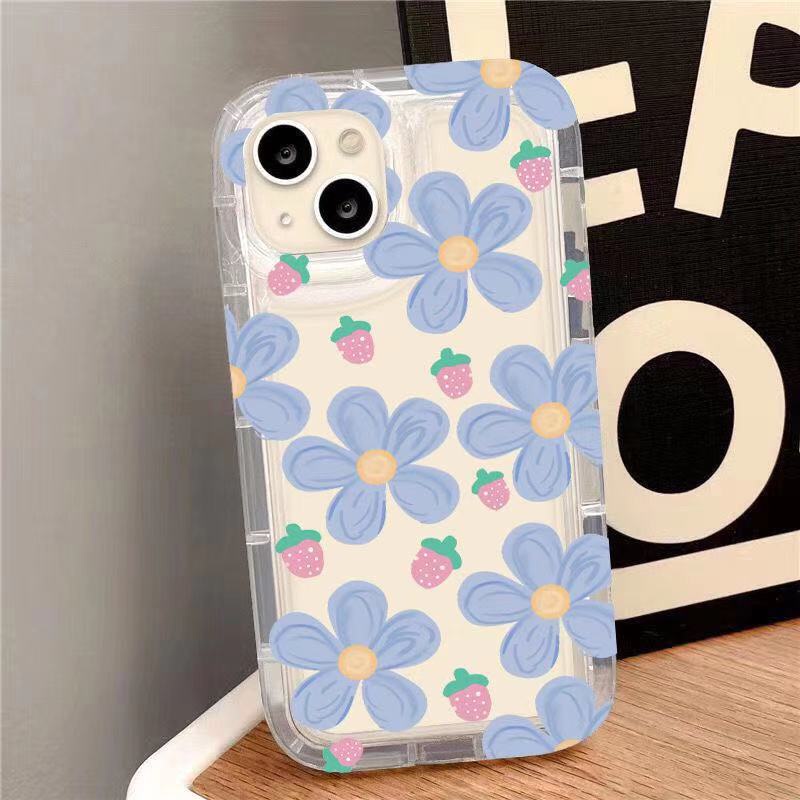IPHONE Soft Phone Case Kompatibel Untuk Iphone14 13 11 12 Pro XS Max X Xr7 +8 Plus Bunga Casing TPU Silikon Shockproof Cover