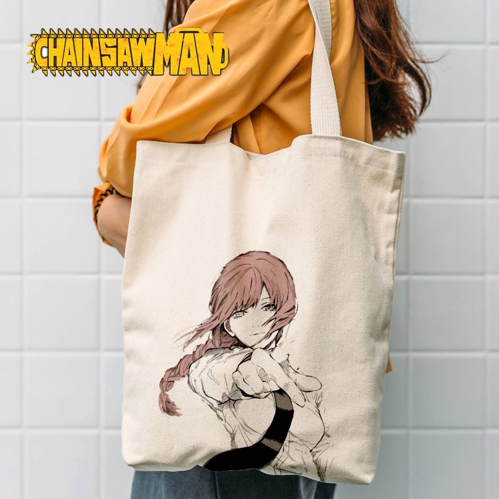 Totebag Anime Chainsaw man Makima Tote bag premium Totebag zipper totebag velcro Termurah tote bag resleting