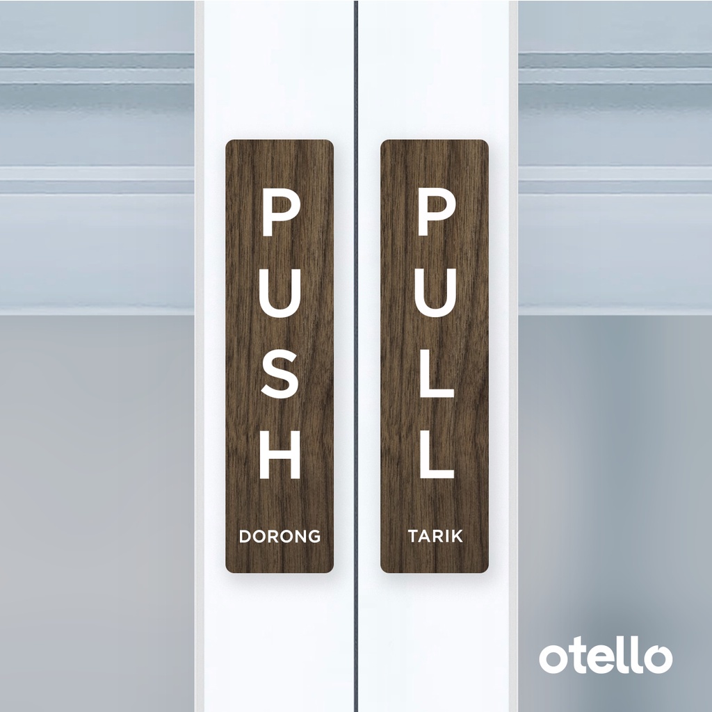 Push Pull Signage Dorong Tarik Sign Board Label Tempel Akrilik Sticker Petunjuk Pintu Pushpull Acrylic