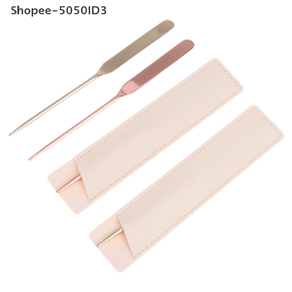 [HOT] 1pcs Stainless Steel Dual Head Makeup Toner Spatula Mixing Stick Foundation [ID]