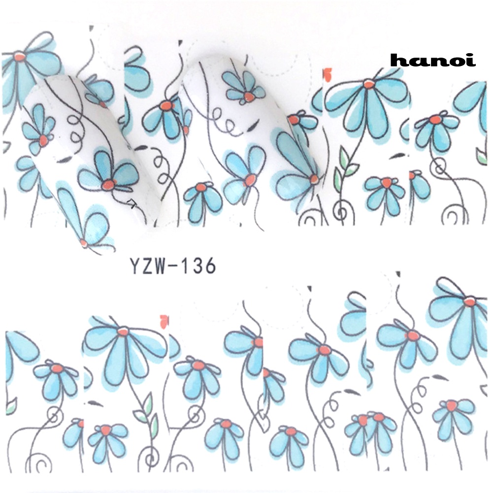 Hi * DIY Bunga Full Cover Bungkus Nail Art Stiker Perekat Decal Decor Manicure Tool