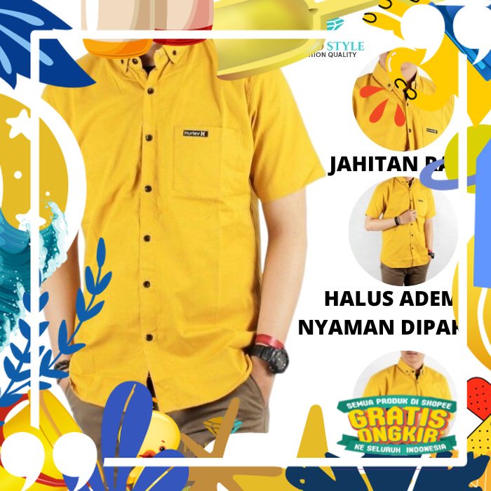 Paling Laris /Kemeja Distro Top Man Polos Pria Lengan Pendek Baju Hem Tangan Lengan Pendek Cowok Dew