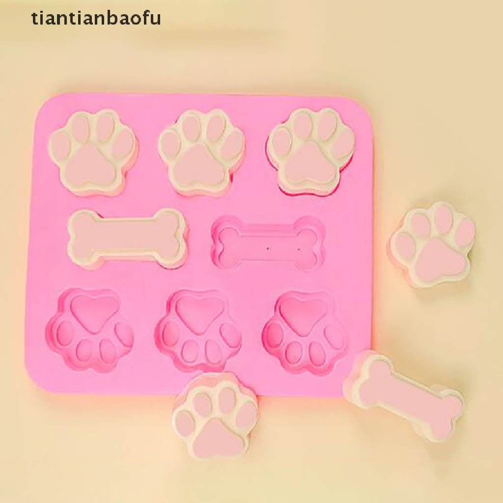 [tiantianbaofu] Cetakan Kaki Tapak Anjing Cetakan Kue Cetakan Tulang 3D DIY Silicone Bakeware Moldses Butik