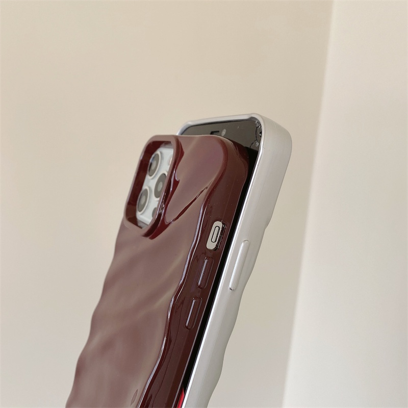 Case Glossy Gelombang 3D Untuk iPhone 14 Pro 13 12 Pro Max Case 11 Pro Max 6 7 8 Plus Silikon Lembut Rasa Kulit Penutup Belakang
