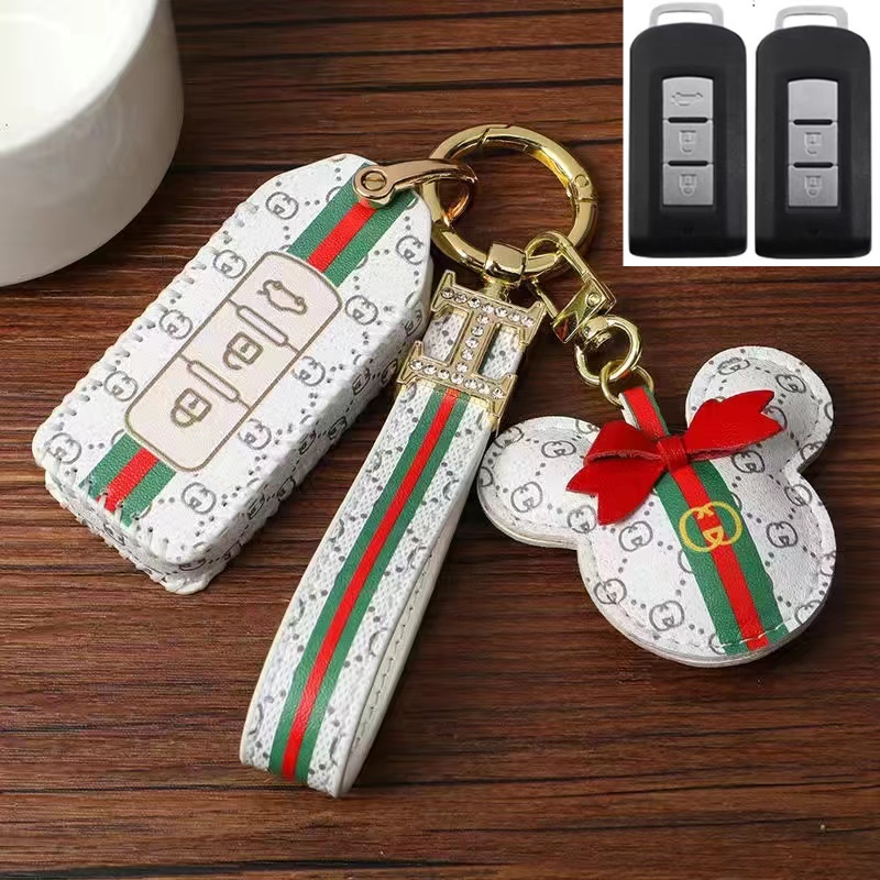 Untuk Mitsubishi car key case leather case Gantungan Kunci Kulit Asli key case Gantungan Kunci