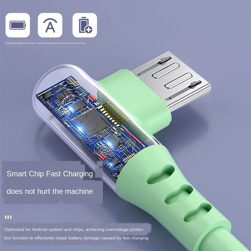 5a Pengisian Cepat Charger USB Tipe-C Kabel USB Micro Cable 90derajat Siku Kabel Data Untuk Samsung Huawei Xiaomi Aksesoris Ponsel Silikon Cair Micro USB Cable