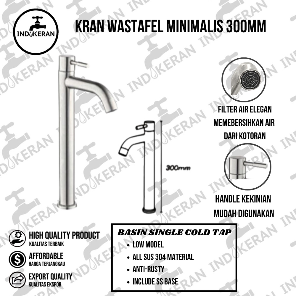 INDOKERAN - Kran Wastafel Minimalis 300 mm