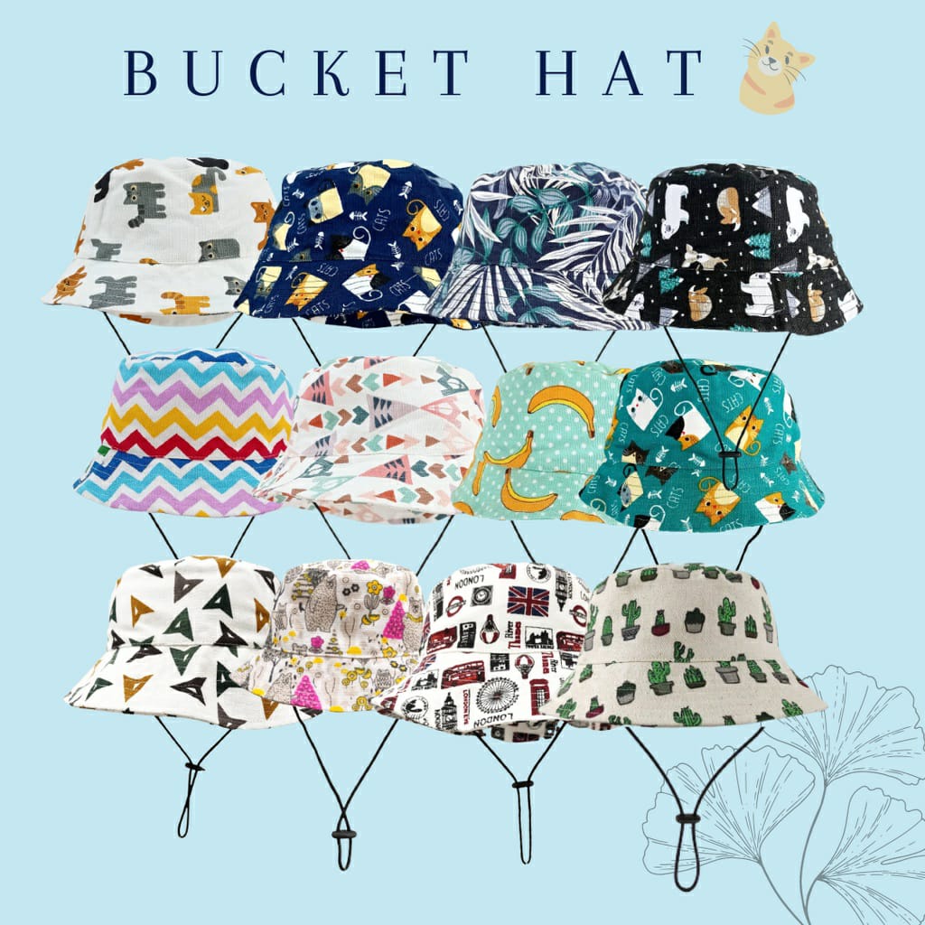 Topi Bucket Anak Bahan Canvas Motif Branded OSTRICH TP006