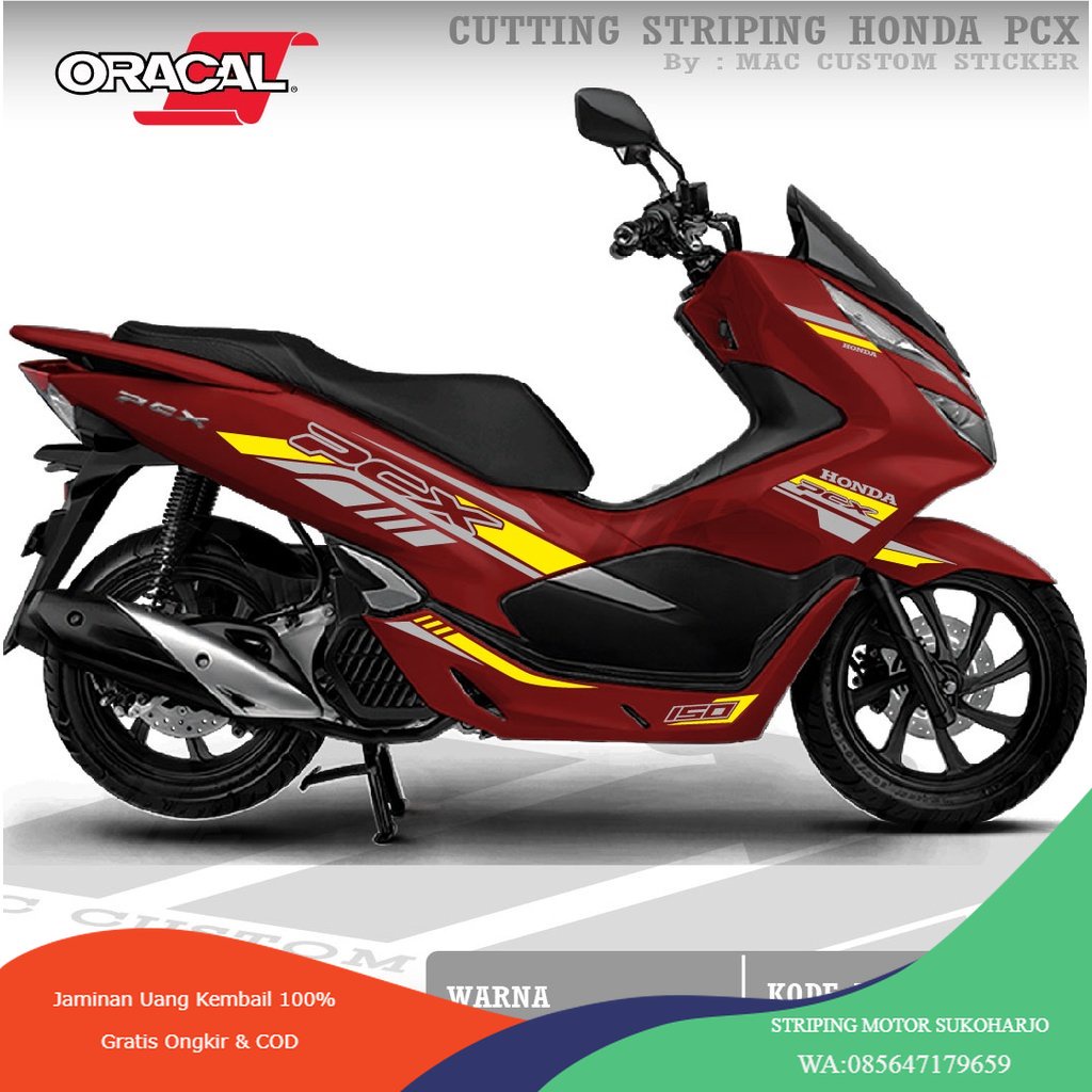 (PREMIUM) CB-PCX-17 PCX MERAH - CUTTING STICKER PCX - STRIPING CUTTING PCX MERAH