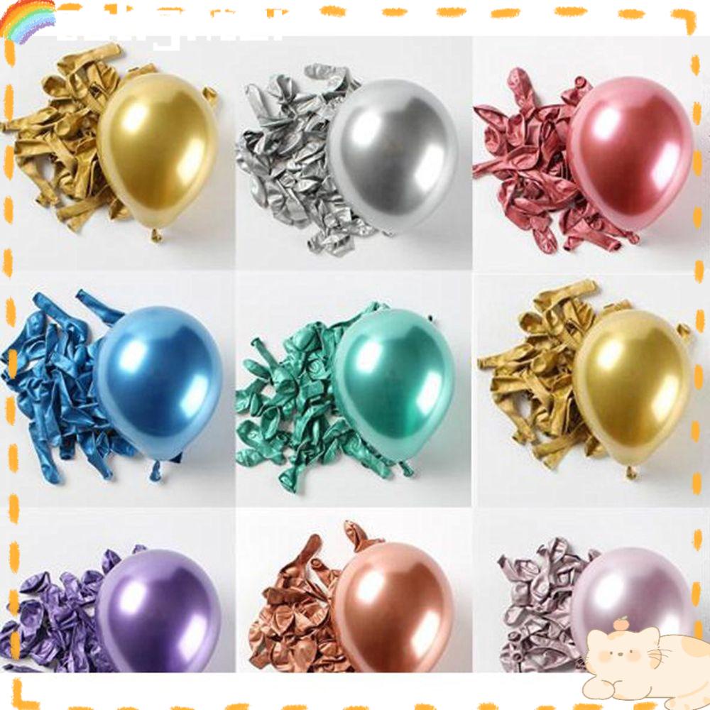 Solighter 50 Pcs 5 Inch Balon Latex Glossy Metalik DIY Hadiah Perlengkapan Pesta Tebal Chrome