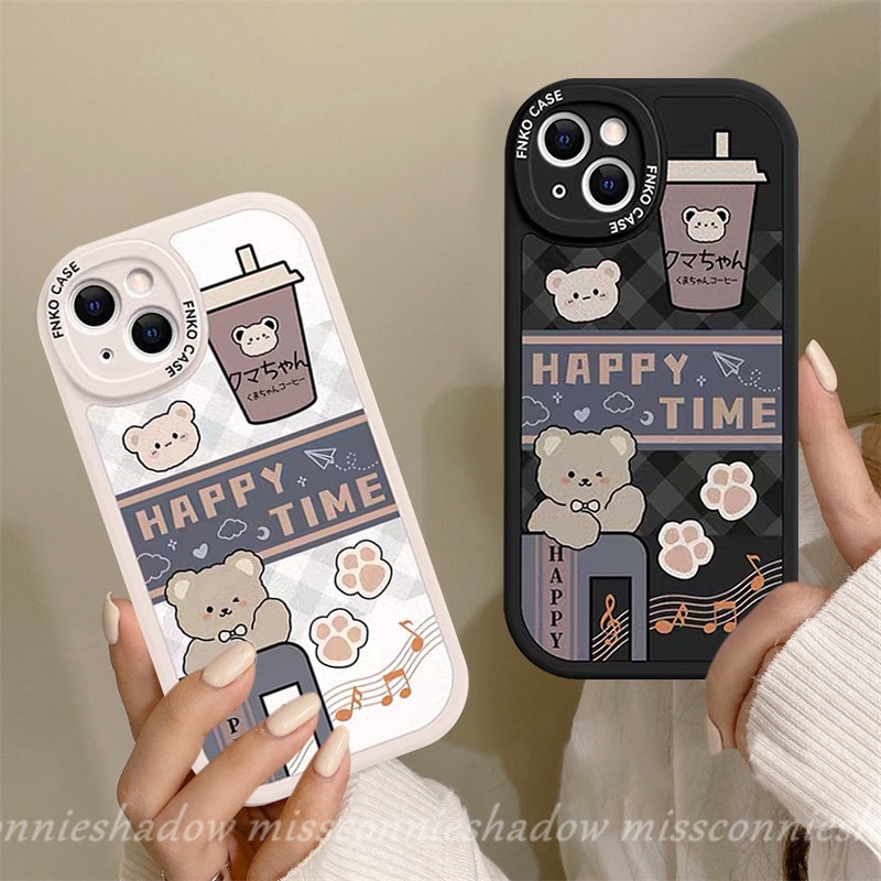 Case Pasangan Kalender 2023 Infinix Hot10 9 11 Play Hot 10s 10T 11s Hot 10 Lite Infinix Smart5 6 Note8 Fashion Diamond Lattice Happy Bear Milk Tea Soft Cover