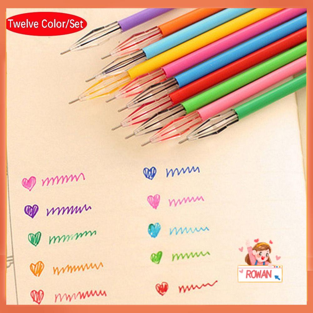 R-flower 12pcs/Set Gel Ink Pen Novelty Alat Tulis Kantor Perlengkapan Sekolah Pen Core