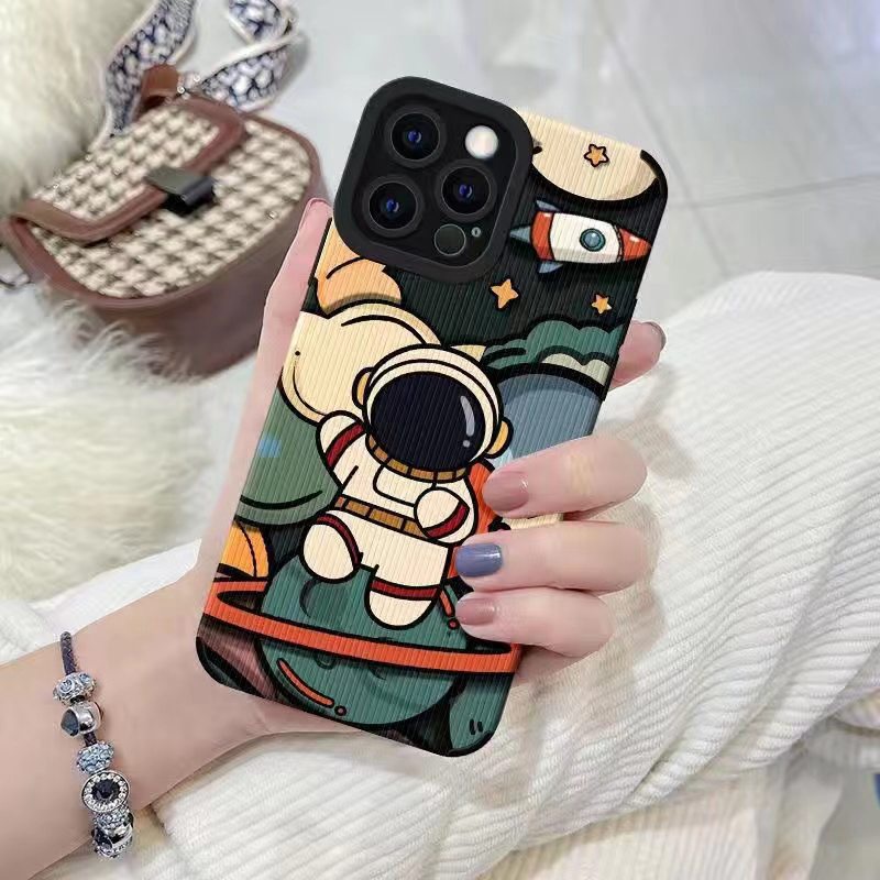 New Airship Astronaut Soft Case iP iPhone 7 8 Plus SE 2020 X XR XS Max 11 12 13 14 Pro Max FTD Stripe Casing Apple