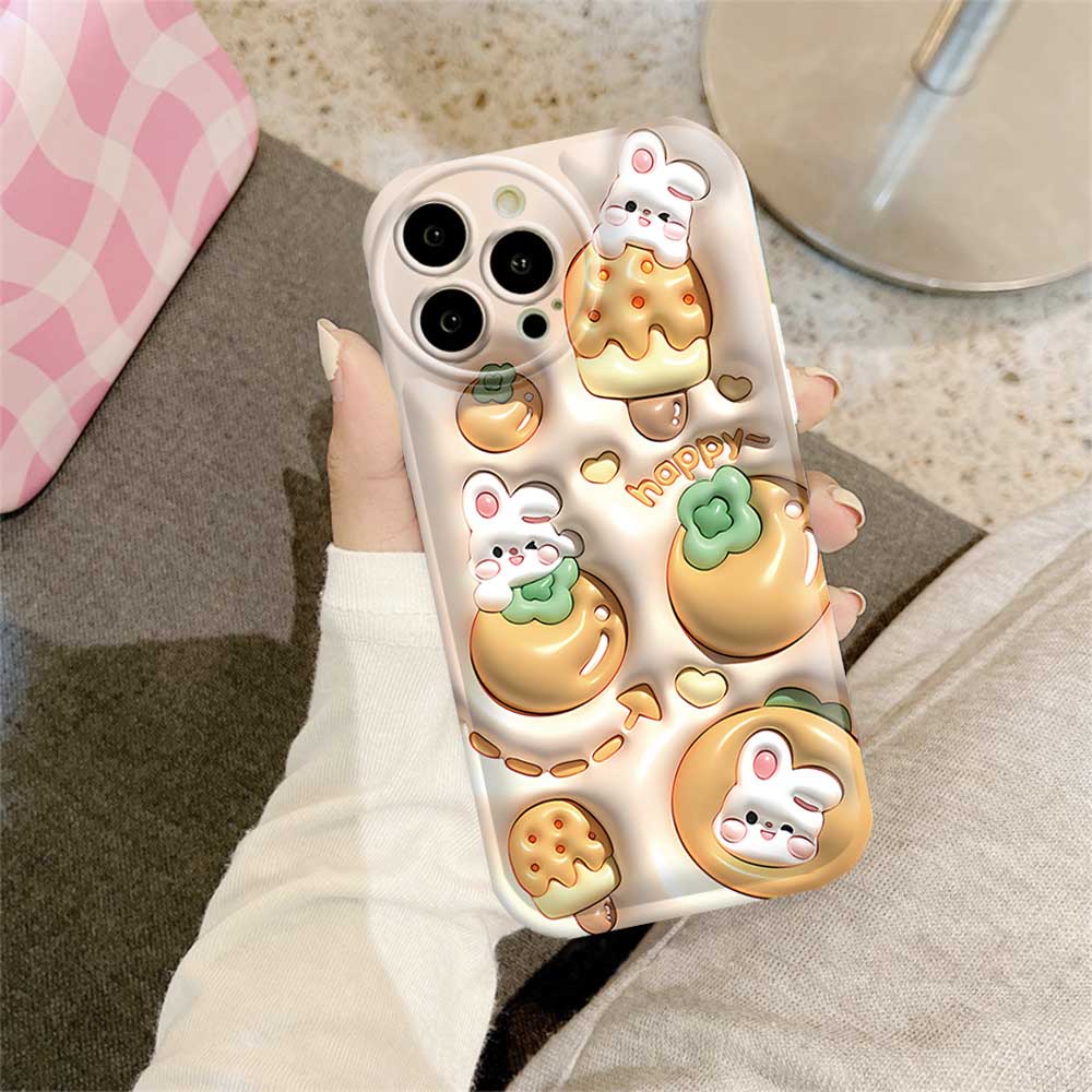 Flower Rabbit Case Samsung A14 A04 A04S A13 A03 A03S A12 A52 A52S A21S A50 A50S A30S A20 A10S A10 A11 M11 J7Prime J7Pro J6Prime J6Plus Cute Air Cushion TPU Phone Cover