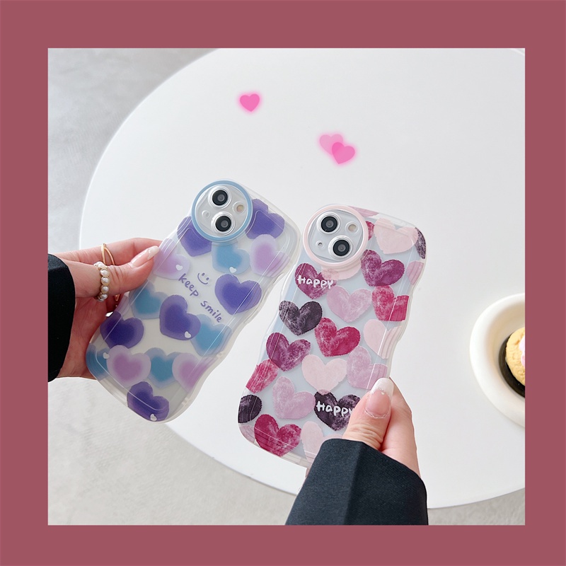 IPHONE Malan art multi-Warna Bentuk Cinta Bening Untuk Capita Iphone11 12 13 14 Pro Max7 8 Plus X XR XS Max Bantal Udara shockproof phone Case Cover