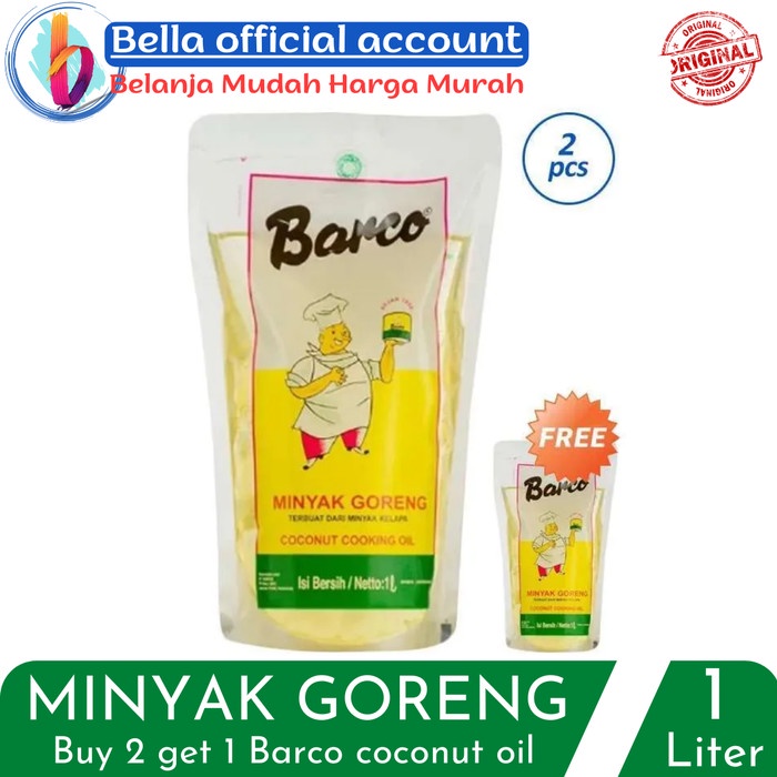 

Buy 2 Get 1 Barco Minyak Goreng 1 Liter / 1000 ml Kemasan Pouch Botol - Pouch, 1 Liter
