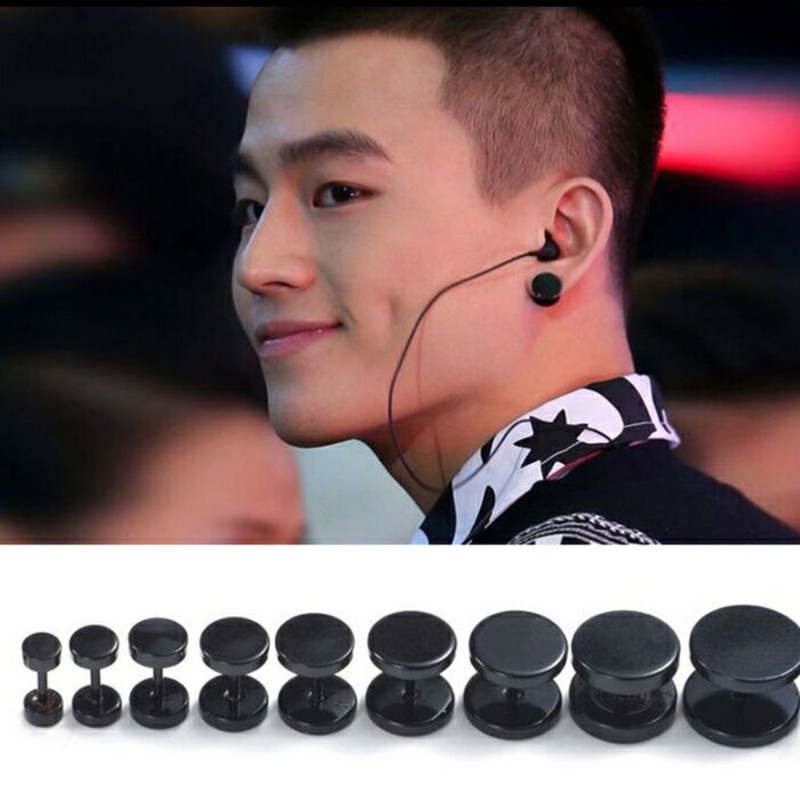 Sederhana Fashion Stainless Steel Dumbbell 1pc Stud Earring Untuk Wanita Pria Trendi Bergaya Anting Bulat Perhiasan Mahasiswa