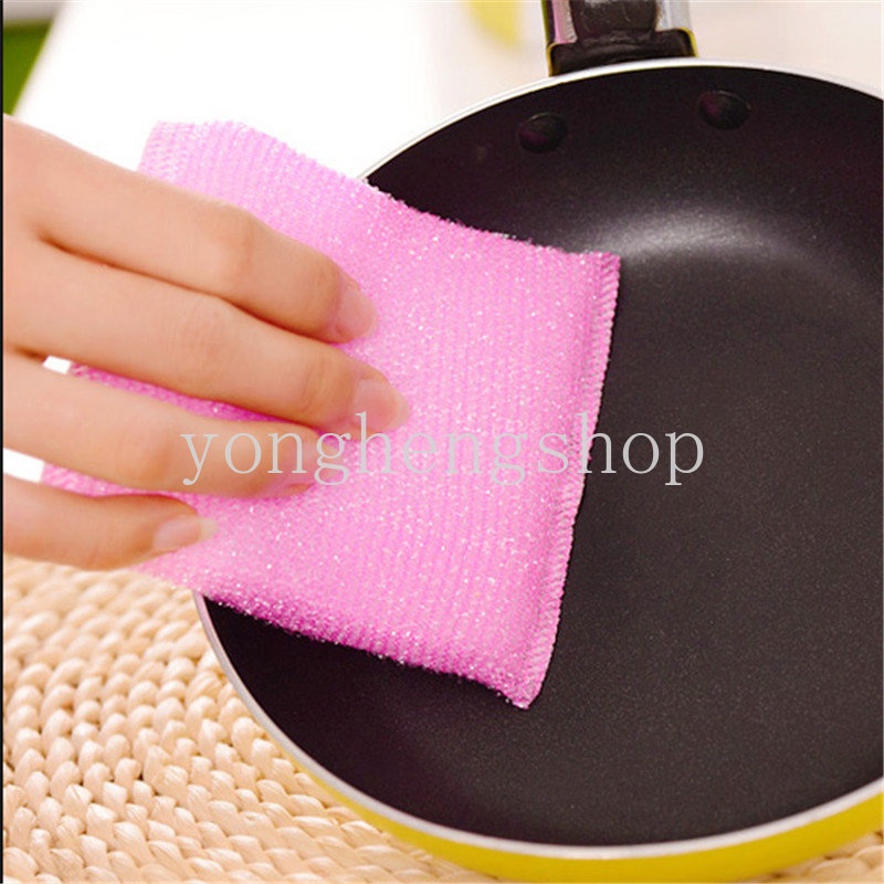 4pcs/set Spons Cuci Piring Panci Alat Cuci Mangkok Scouring Pad Cleaning Brush Dish Towel Spons Dekontaminasi Warna Random Perlengkapan Dapur