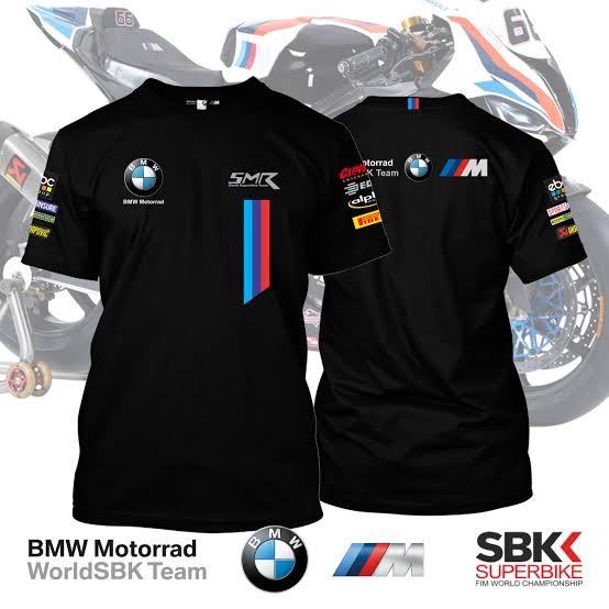 Baju Kaos Katun BMW Motorrad World SBK Team - Hitam, L