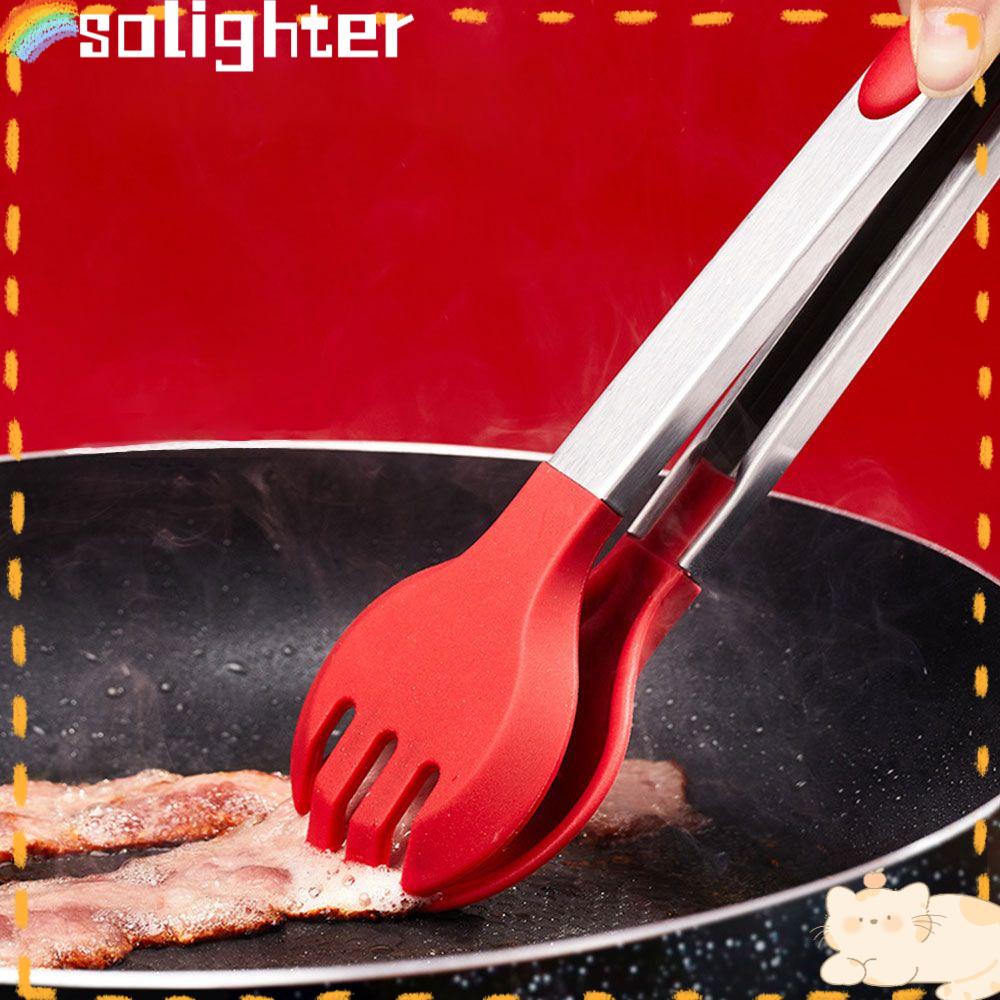 Solighter Penjepit Masak Dapur BPA Free Bisa Mengunci Gagang Anti Selip Ujung Bulat Silikon Premium