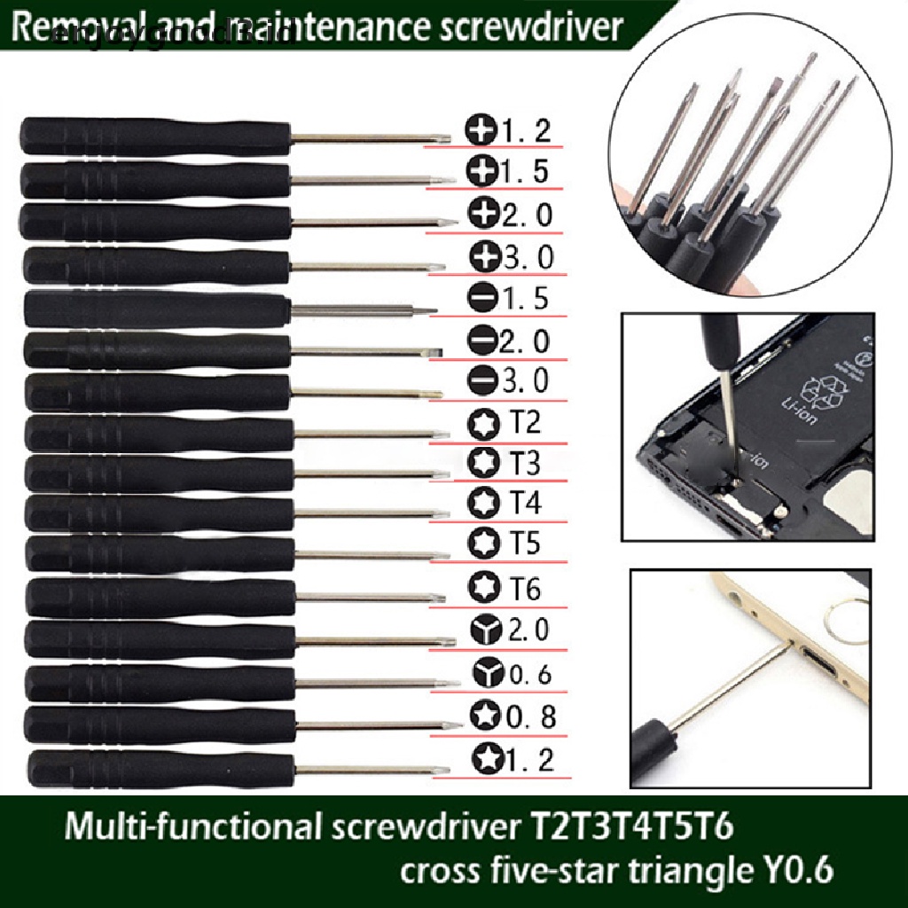 【Rready Stock】 16Pcs Kit Screwdriver Set Eyeglasses Watch Mobile Phone disassembly tool Set Accessory （ID）