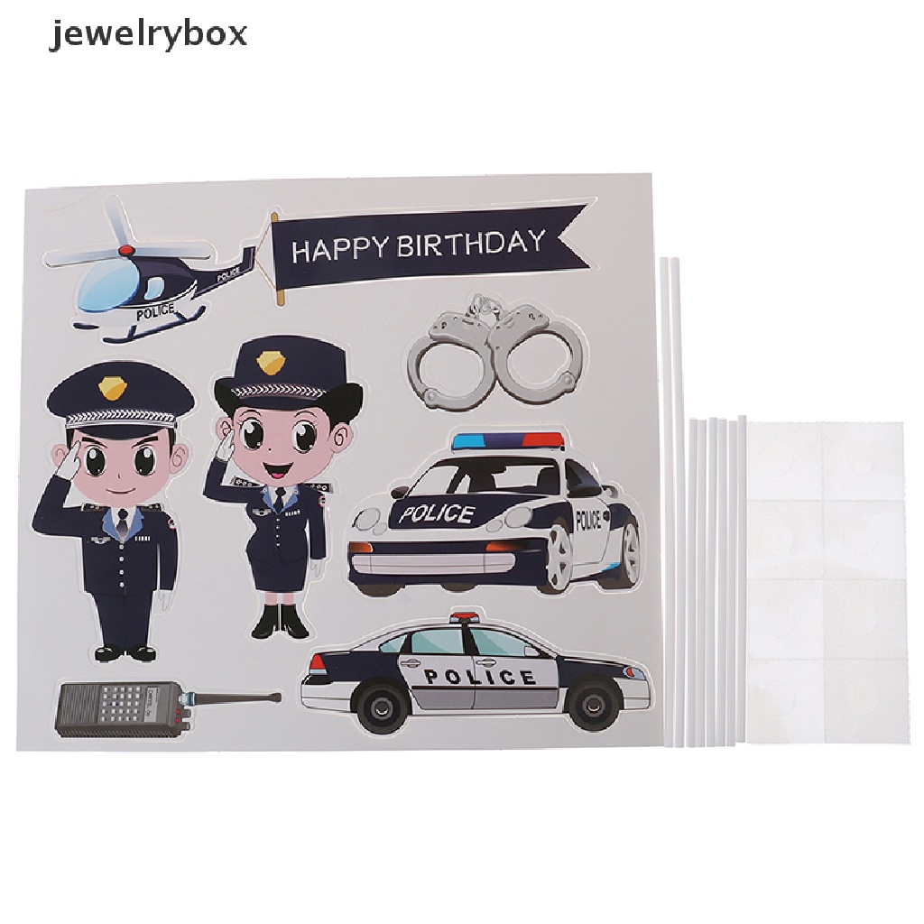 [jewelrybox] Precut Kartun Polisi Mobil Pesawat Ulang Tahun Cupcake Toppers Dekorasi Butik