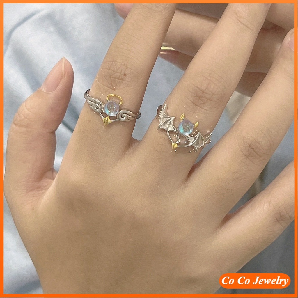 Cincin Pasangan Opal Angel and Demon Fashion Korea Untuk Pacar