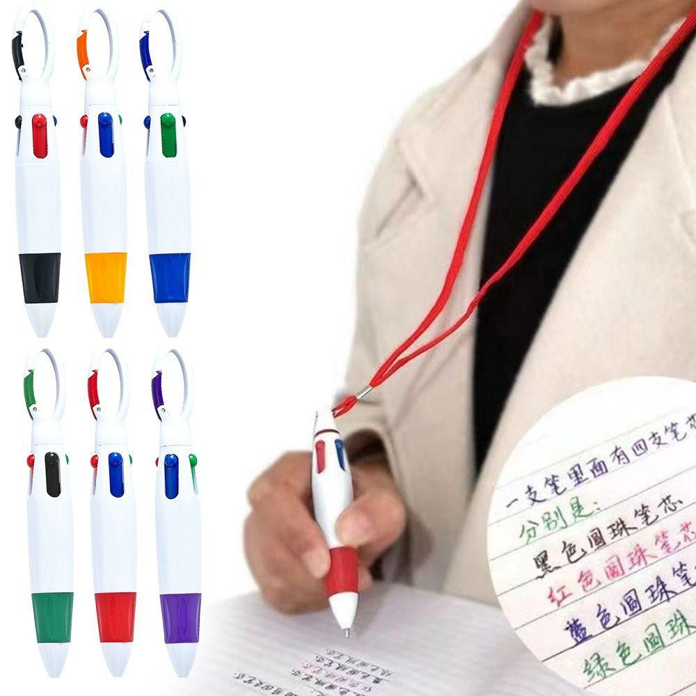 Populer 4PCS Bolpoin Pena Ditarik Alat Tulis Warna-Warni Isi Ulang Dengan Gesper Gantungan Kunci Belajar Perlengkapan Kantor Siswa Hadiah Gel Pulpen