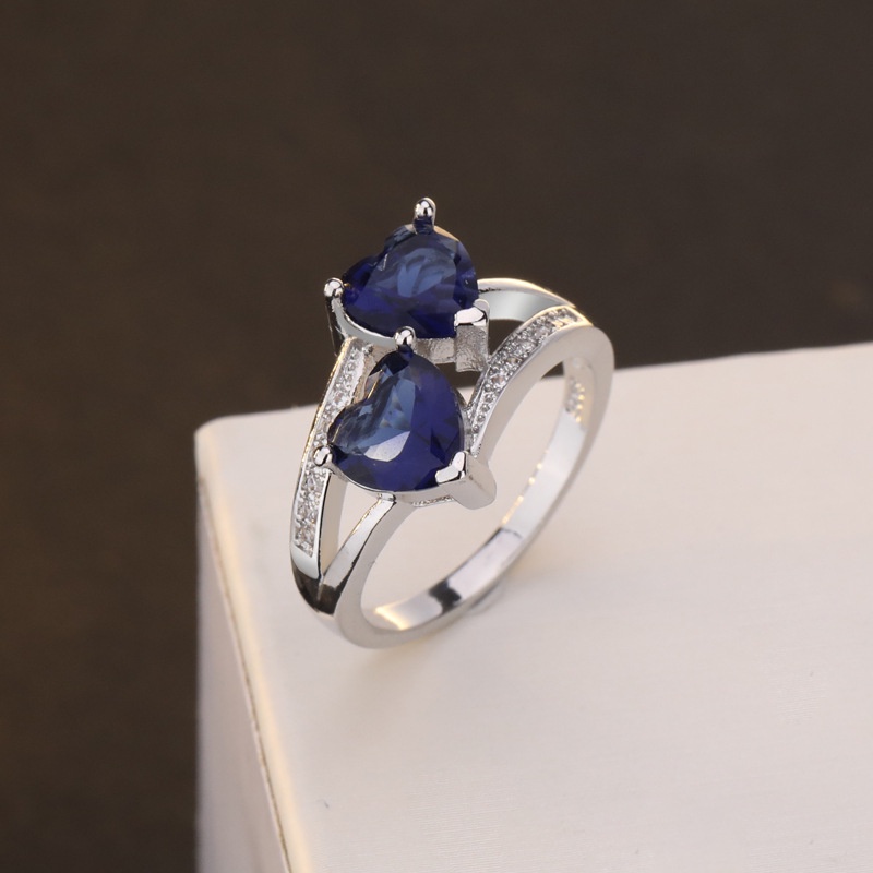 Aksesoris Perhiasan Fashion Goldkingdom Ready Stock Wish Populer Di Eropa Dan Amerika. Cincin Zirkon Berbentuk Cinta Ganda Warna Berlapis Dengan S925 Silver Zircon Ring