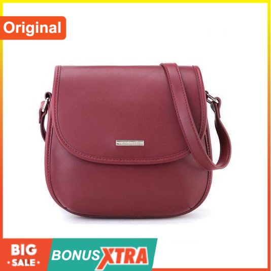 DISKON Tas Hush Puppies AISHA SLING IN WINE ORIGINAL Cewek Branded