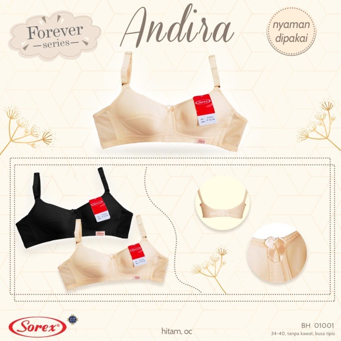 Sorex Bra/BH 01001 Underwear tanpa busa dan tanpa kawat lembut dikulit
