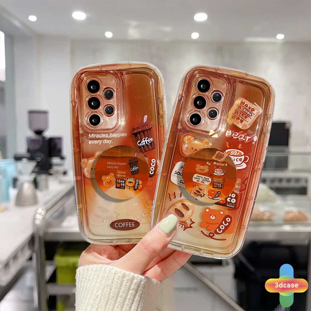 Popsocket Case Samsung A13 A03 A22 A32 A14 A52 A12 A04 A04S A23 A03S A50 A02S A20 A50S A30S A52S A30 M12 M22 M32 A125 A14 LTE A13 Lie A037F F12 M04 M10S M02S A025 A205 A305 F02S Y22S Y20I Y12S Y17 Y15 Y15S Gradual Cartoon Coffee Bear Silicone Soap Case