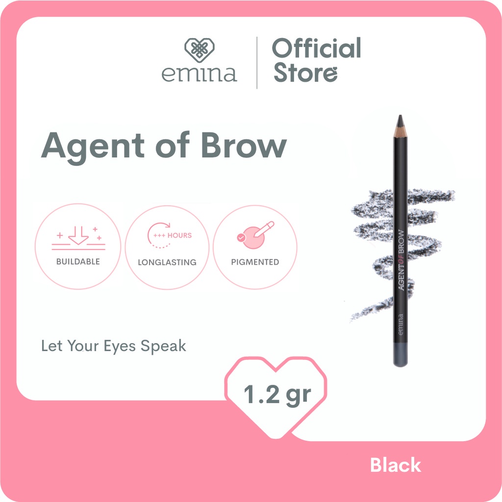 Emina Agent of Brow 1.2 g - Pensil Alis Tekstur Creamy, Pigmented, Mudah Digunakan