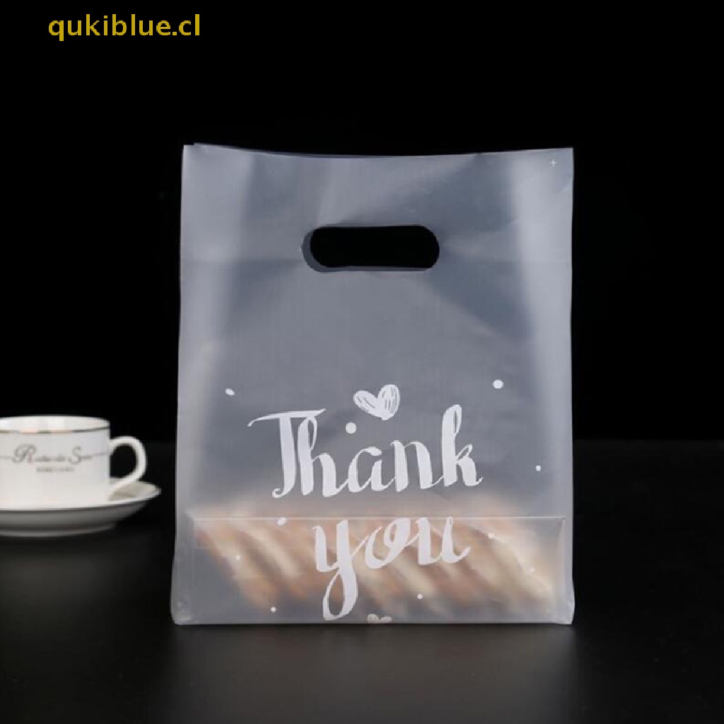 Qukiblue 50pcs Thank You Kantong Plastik Permen Bingkisan Shopping Bag Wedding Wrapping Bag cl