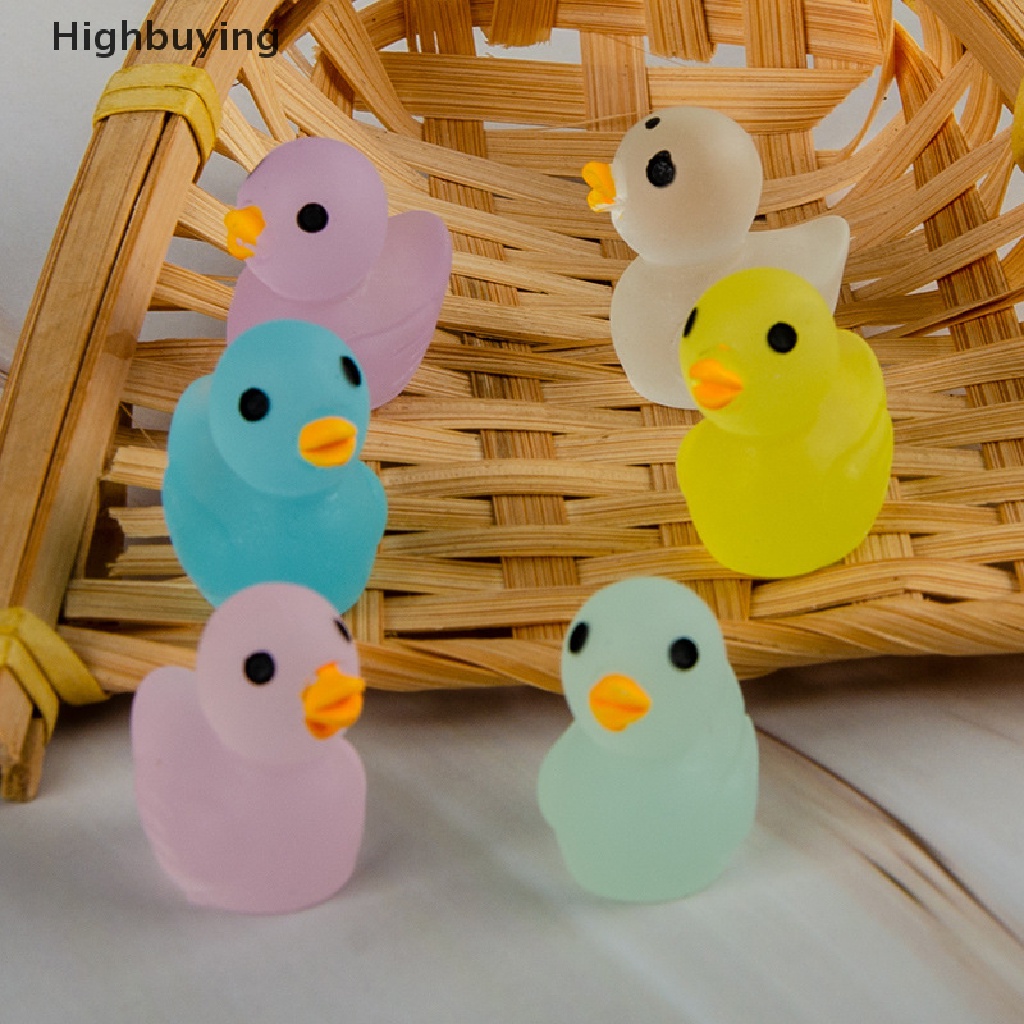 Hbid 10pcs Resin Bercahaya Patung Bebek Mini Glow in the dark Hewan Miniatur Peri Taman Aksesoris Rumah Dekorasi Meja Glory